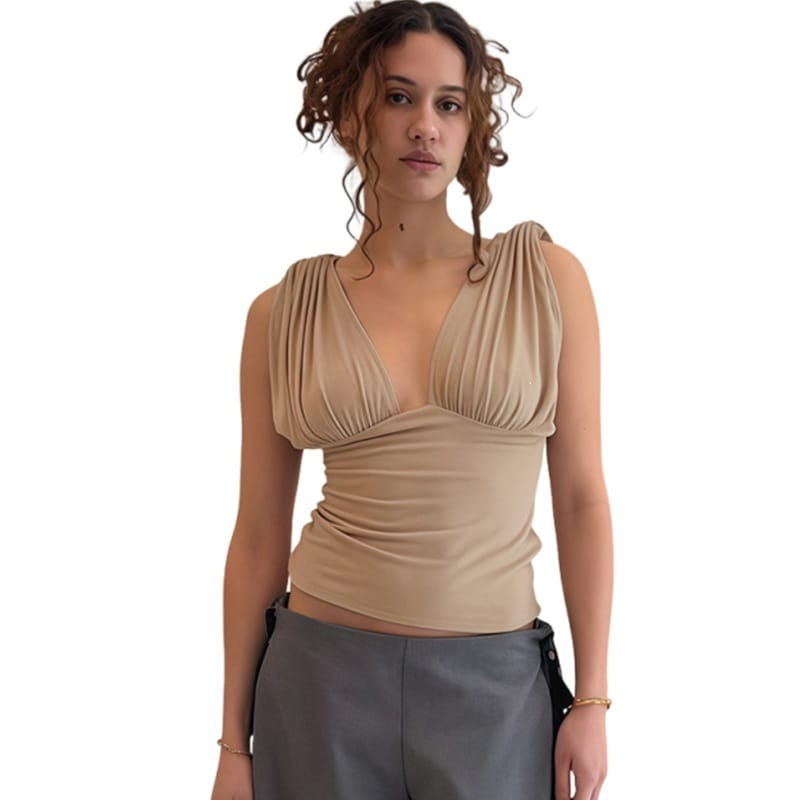 Charming Slim-fit Asymmetrical V-neck Vest - Image 5