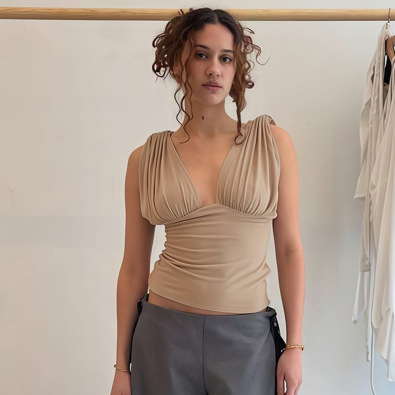 Charming Slim-fit Asymmetrical V-neck Vest - Image 3