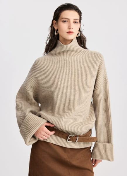 High-necked Chiffon All-wool Heavyweight Sweater - Image 3