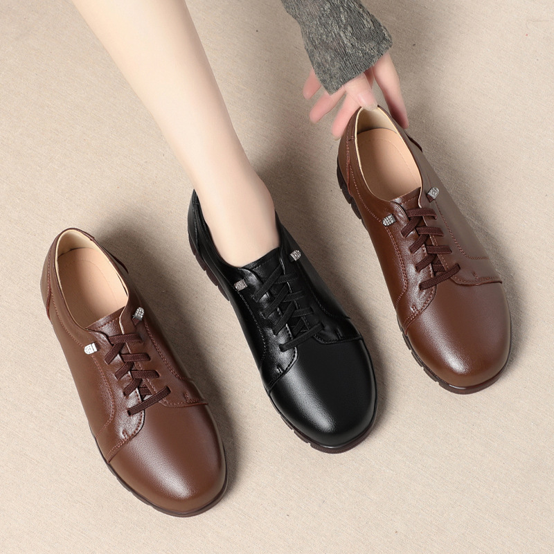 Womens Black Leather Shoes Soft Leather Soft Sole And Upper - Image 4
