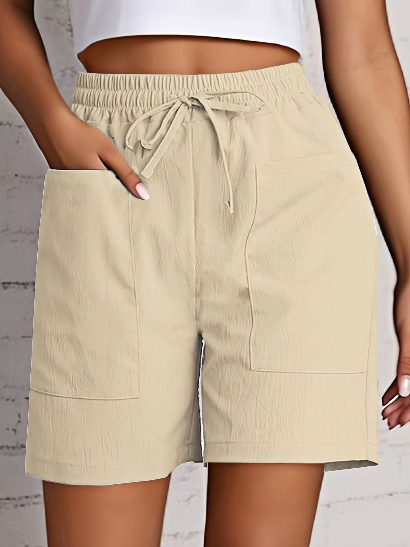 Womens Casual Shorts Solid-color Wide-leg Pants - Image 7